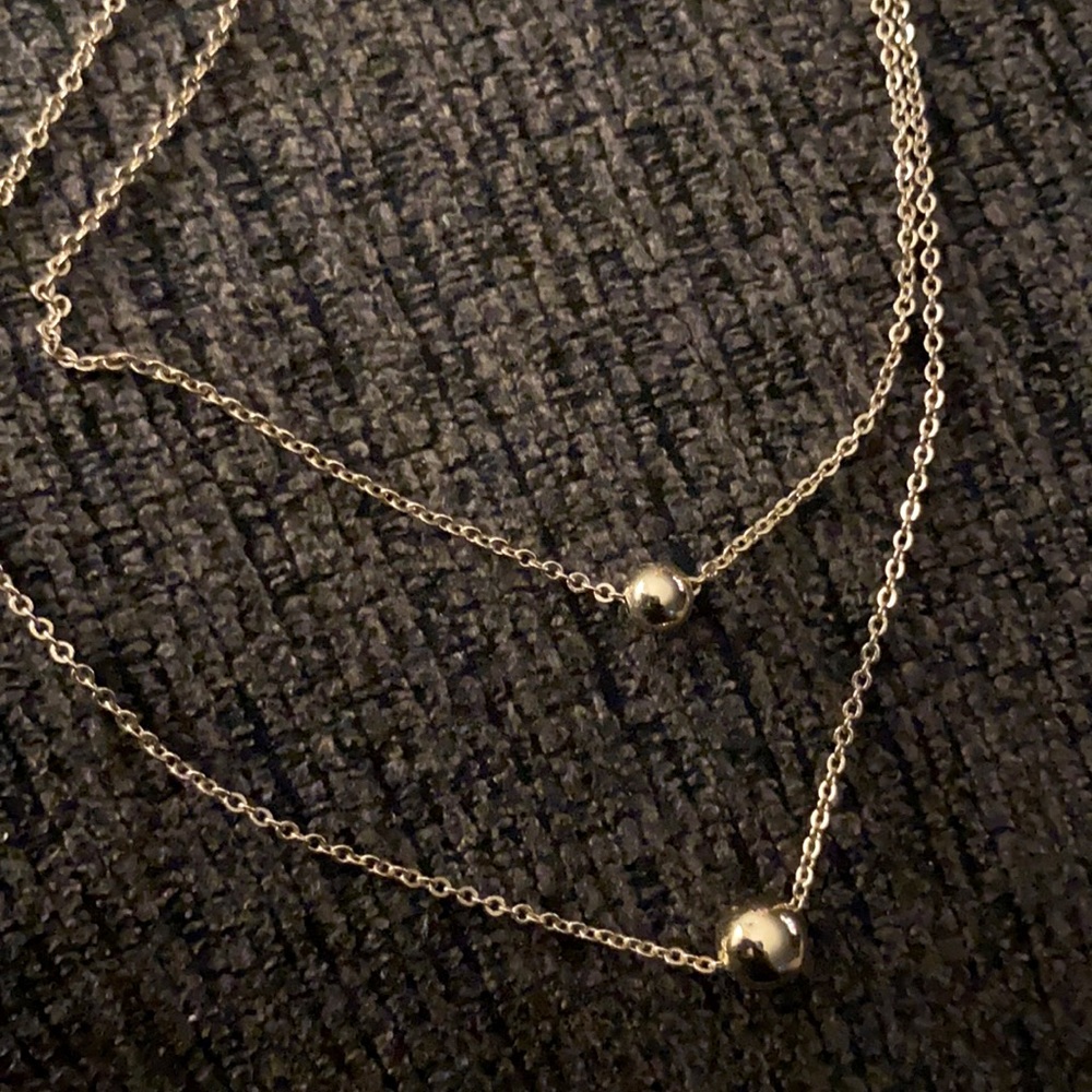 Double strand goldstone necklace